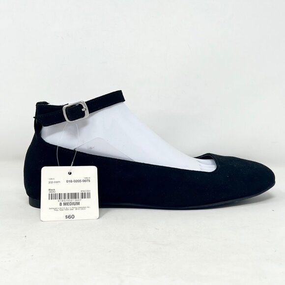 A. N. A. Kearny Ballet Flats Black‎ Faux Suede Ankle Strap With Buckle 8 NWT - Picture 5 of 13
